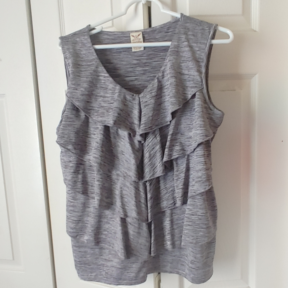 Grey Ruffled Tank